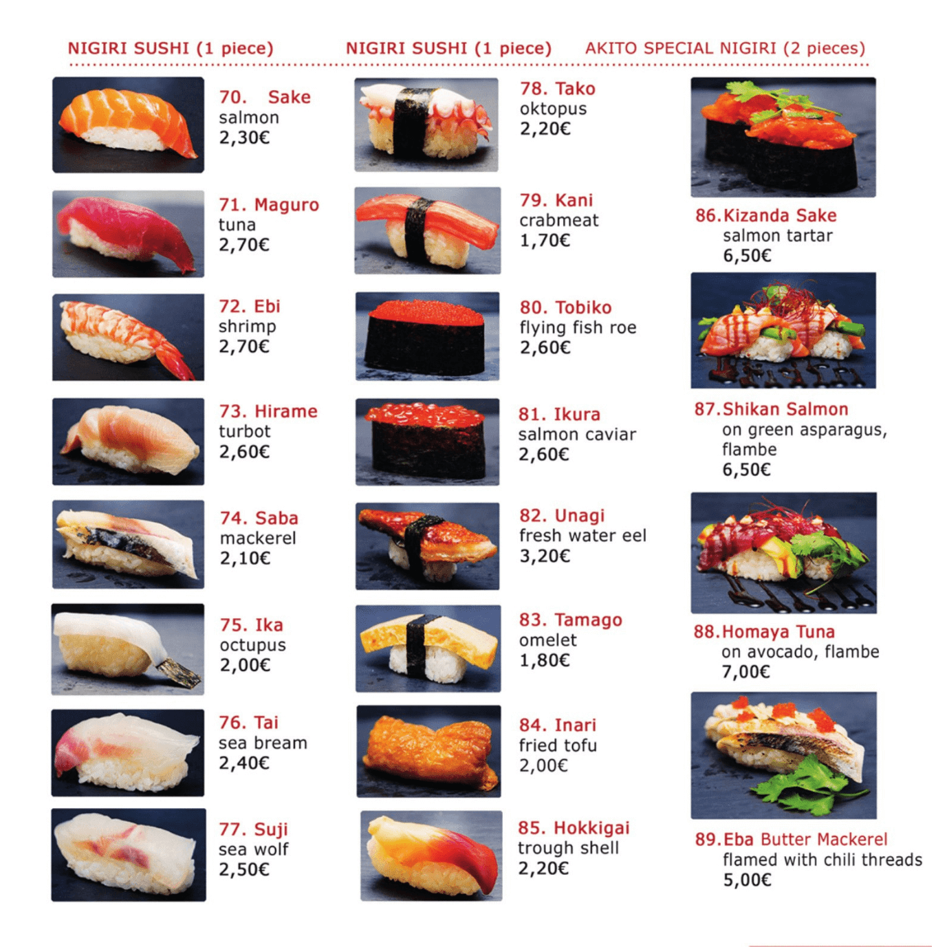 English Menu 2 – Akito